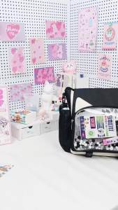 TINYAT Y2K Ita Bag Girl School Backpack Waterproof Transparent Shoulder Bag Womens Crossbody Bag DlY Display Cute Cat Ear