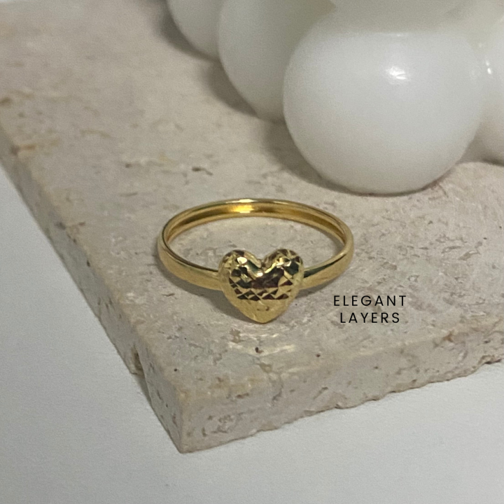 Affordable Classic Saudi 18k Gold Heart Ring