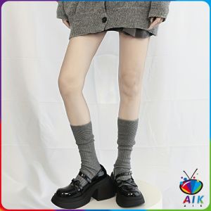 AIK ถุงเท้ายาวถึงเข่าของผู้หญิง ผ้าถัก ยืดหยุ่นดี ถุงเท้าผ้าฝ้ายแฟชั่นสตรีขายดี Ankle Socks