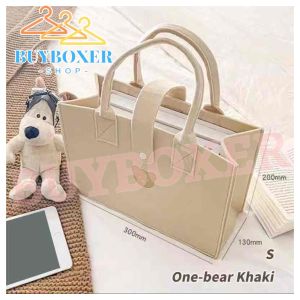 BUYBOXER 1pcs Korean Original Large Capacity Bear Felt Tote Bags Handbag Travel Shopping Mother-baby Bag