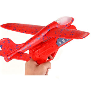 Kids LED Foam Airplane Toy – 2-in-1 Catapult Gun Launcher & Hand Throw Glider Outdoor Flying Toy