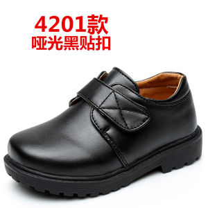 Boys Leather Shoes Childrens Student Toddler Children Teens Black White Hook & Loop Strap Campus Performance Casual Leather Shoes ㏇L0514