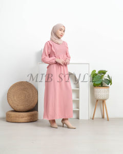 IIN BUSANA Azalia  Gamis Remaja Simpel Elegan Polos Mix Brokat  Dress Cringkel Airflow Busui Frendly