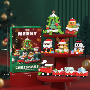 Manusia salju Natal Mainan Balok Kecil Christmas Gift Building Bricks Natal Edukasi Hadiah