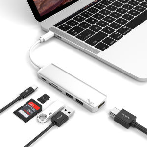 Flujo USB C HUB 6 in 1 Multi-Function Dongle Adapter Fast Speed 60W Power Delivery USB C to HDMI 4K SD/TF Card Reader and 2 USB 3.0 Ports Compatible With MacBook pro Google Chromebook Samsung Galaxy S8/S9 and Other USB C Device