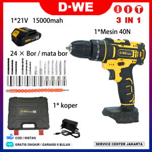 D-WE.40NM Bor listrik  Cordless Drill Set 399VF/599VF  MAX Lithium Baterai Power Drill Kit dengan Baterai dan Pengisi Daya  impact full set murahKecepatan Variabel 24pcs Bit Bor