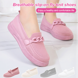 agetet Womens Single Shoes One Foot Stirrup Flying Weave Shoes Soft Bottom Shoes