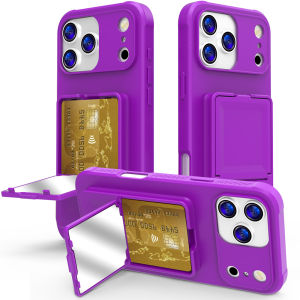Shockproof Mirror Hidden Card Holder Wallet Case For iPhone 17 Pro Max 16 Hybrid Dual Layer Makeup Kickstand Phone Cover Funda