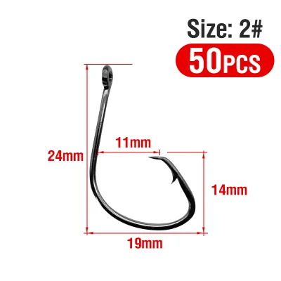 50pcs Fishing Hooks Black Color Octopus/Circle Sport Circle Fish Hook