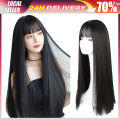 2 Colors Straight Hair Wig Long Straight 70cm Hair Wig Piece Extension Simulated Hair Wig For Women Cosplay Party Wig 假发. 