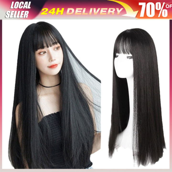 2 Colors Straight Hair Wig Long Straight 70cm Hair Wig Piece Extension Simulated Hair Wig For Women Cosplay Party Wig 假发