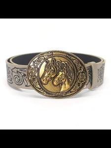 Western PU Leathers Cowboy Buckle Belt for Men and Women Jeans Engraved Vintage Metal Bull Buckle Belt