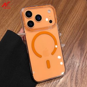 Transparent Ultra Thin PC for Magsafe Case for iPhone 17 16 15 14 13 12 Pro Max Plus 17 Air Clear Candy Color Shockproof Cover