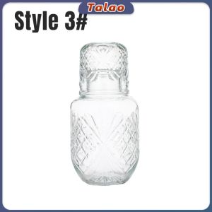 Talao Glass Carafe Pitcher and Water Cup 540ml Bedside Water Carafe Household Tea Jug Drinkware Set