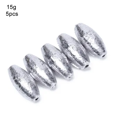 GS 5pcs 3g/5g/8g/10g/15g/20g/30g/40g Round Shot Additional Weight Weights Hook Connector Sinker Fishing Lead fall Olive Shaped