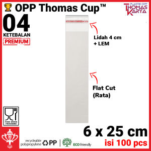 Plastik OPP 6x25 TEBAL isi 100 Kantong Bening Kemasan Dupa Sumpit Pensil Pulpen Undangan Brosur Lem Seal