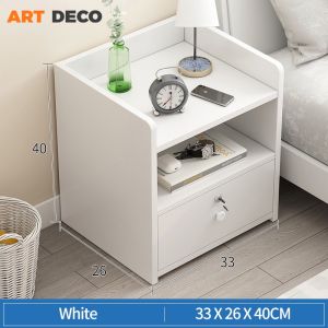 <𝙇𝙖𝙯𝙎𝙜𝙈𝙖𝙡𝙡> Side Table with Drawer + Lock Bedside Table Bedroom Nightstand Side Bed Table