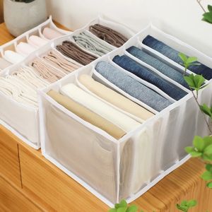 Clothes Storage Box Wardrobe T-shirt Clothes Jeans Pants Compartment Drawer Divider Bag Mesh Sorting Box