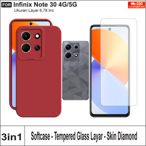 Paket 3in1 Casing Infinix Note 30 4G Note 50 5G Soft Case MacaronGratis TG Layar Dan Skin Diamond