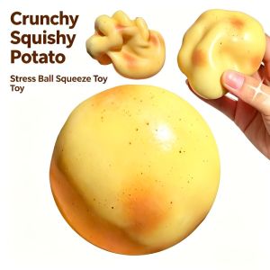 Crunchy Squishy Potato Stress Ball Fidget Toy Crispy Potato Squishy Squeeze Ball Handmade Round Blocks Filled ASMR