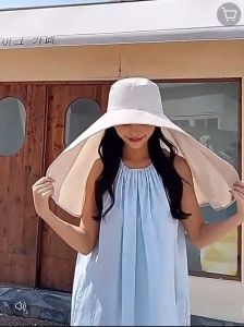 Happy Mall COD Womens sun hat Full face sunscreen large shawl Sun UV face visor Foldable