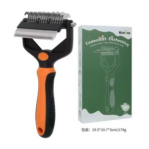 3 in 1 Pet Dog Hair Brush for Shedding Deshedding Dog Grooming Brush & Undercoat Rake with Dematting Comb for medium to Large Pet Dogs Cats