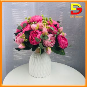 Bình Hoa Mẫu Đơn Cao Cấp Hoa Giả Để Bàn Cao 35cm Trang Trí Bàn Trà Kệ Tủ Quán Cafe Văn Phòng Hoa Lụa Decor DC-153