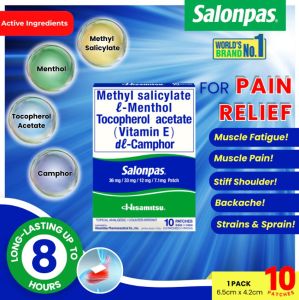 Salonpas 10 & 20 Pain Relief Patches with Vitamin E