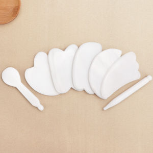 Natural White Jade Scraper Gua Sha Crystal Energy Stone Traditional Guasha Board for Body Shoulder Neck Back Massage Care Tools