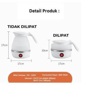 Kettle Teko Listrik electrik portable ceret pemanas air travel lipat Foldable 600ML 600 W