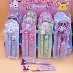 Christmas Gift Halloween Hot Sanrio Kawaii 0.5Mm Automatic Pencil Hello Kitty Cartoon Student Activity Pencil Kuromi Cartoon Soft Glue Stationery New Kit
