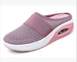 [Free Shipping] 2026 Summer New Collection: Plus-Size Easy-To-Wear Slip-On Sandals With A Closed-Toe Design Mesh Upper And Thick Sole WomenS Wedge-Heeled Sandals