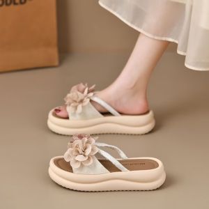 Free Shipping Sweet Floral Print Thick-Soled Slip-On Sandals For Women Summer Outdoor Wear 2026 New Style Perfect With Dresses Beach Sandals