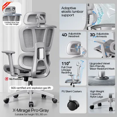 Xpanse LS996 Ergonomic Office Chair Breathable Study Chair Adjustable Kerusi Gaming-30 Day Free Trial