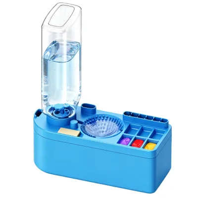 NOVAWEAR Large Capacity Paint Brush Cleaner Rinse Cup 5 Brush Storage Holes 450ml/15.2fl.oz Automatic Paintbrush Cleaning Machine Practical Professional Watercolor Brush Washer with Palette for Artists Hobbyists