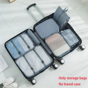7 Pcs Travel Organizer Storage Bags Wardrobe Cube Suitcase Packing Cubes Set Storages Luggage Clothes Shoe Pouch Folding