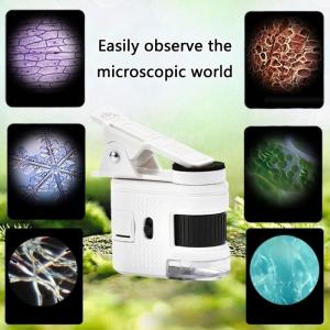 Travel Portable 100X Magnifying Microscope with LED Light and Cellphone Clip for Detailed Observation Magnifiers