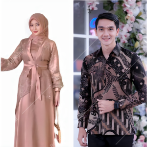 Gamis Fuji + Kemeja Batik Kondangan Pria Baju Muslim Wisuda Polos Outer Lebaran