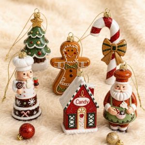 Tulip Home Furnishings Store Resin Christmas Tree Ornament Hand Painted Gingerbread Donut Candy Cane Food Holiday Decor