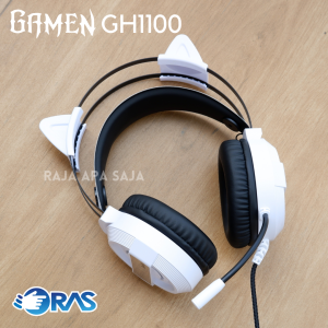 HEADSET GAMING RGB PINK Kucing - Headphones Hedset Henset Anak Perempuan Cewe Cewek Warna Pink Ping Kuping Kucing Cat Full Bass Gamers Headphone Handset Heatset Earphone Lampu LED Hedphones Heatset Mic Microfon Micropon Mix [Robot Gamen GH1100]