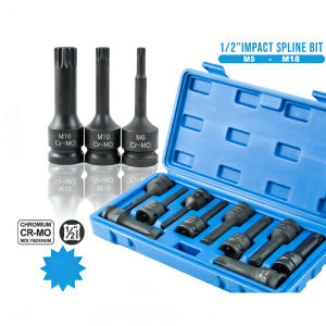 8pcs/10pcs M5-M18 Impact Socket Set 1/2" Drive Torx 12 Point Cr-Mo Adapter for Bicycle Repair
