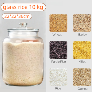 glass rice dispenser 10kg/25kilos big glass jars with lid Wide Mouth rice food storage container