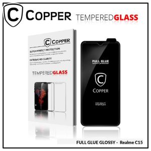 Realme C15 - COPPER Tempered Glass Full Glue Premium Glossy