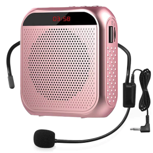 Portable Rechargeable Voice Amplifier with Microph Headset and Waistband USB TF for Teachers Singing Coaches