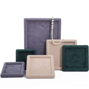 CANICECA Velvet Jewelry Display Tray Solid Color Exquisite Jewelry Tray Show Stand DIY Blank Box Jewelry Storage Tray Photo Props