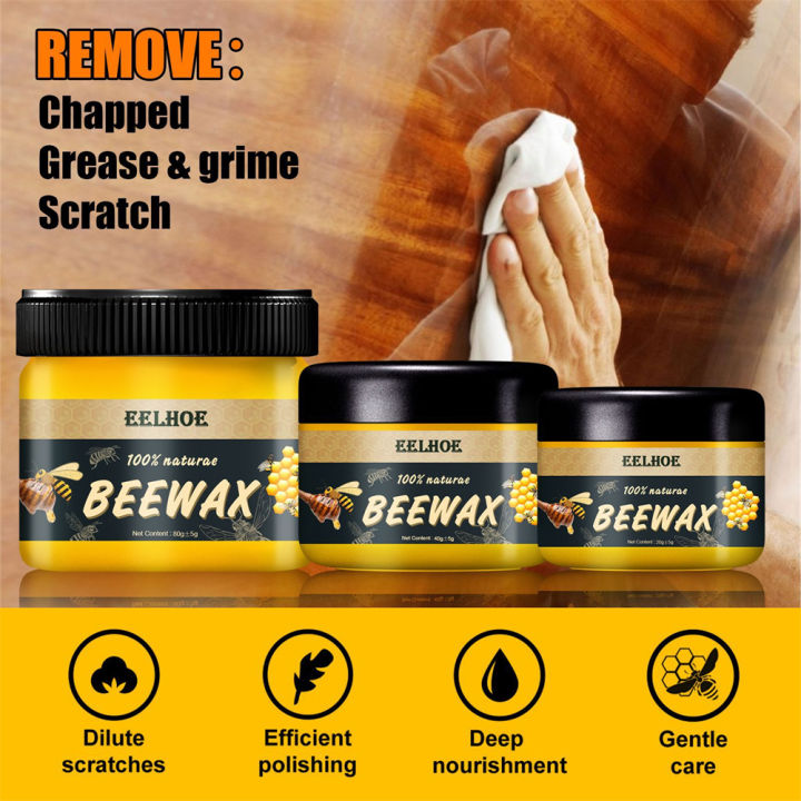 IKUNM 20/40/80g Beeswax Wood Furniture Wax Polish Polishing Beeswax 100