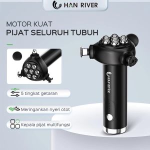HAN RIVER/Alat pijat MASSAGE GUN/ 5in 1Alat Pijat Getar  /5 Mode Pijat/ (Pistol pijat otot jaringan dalam)