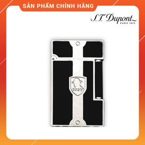 Hộp Quẹt Bật Lửa Dupont Sơn Mài Điệ.p Viê.n 007 D76T Màu Đen Viền Bạc - Dùng Gas Đá Cao Cấp