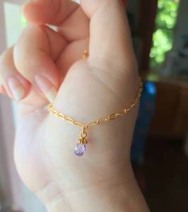 🗨สร้อยมือลายนำเข้าITALY🗨พร้อมจี้เพชรCZิอเมทิส🗨ชุบทองคำ18💯