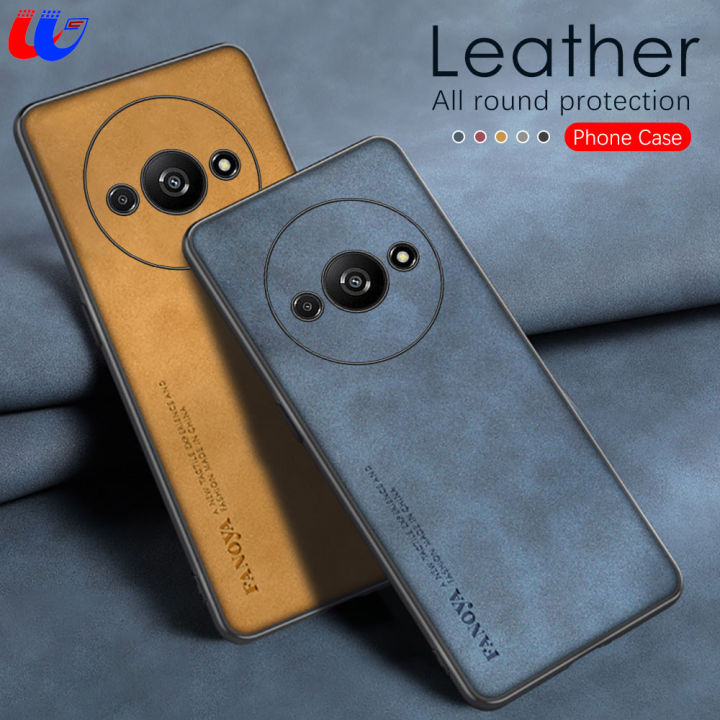 For Xiaomi Redmi A3 Case Sheepskin Leather Soft TPU Frame Phone